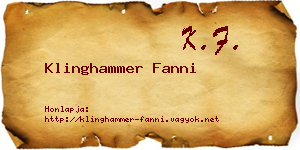 Klinghammer Fanni névjegykártya